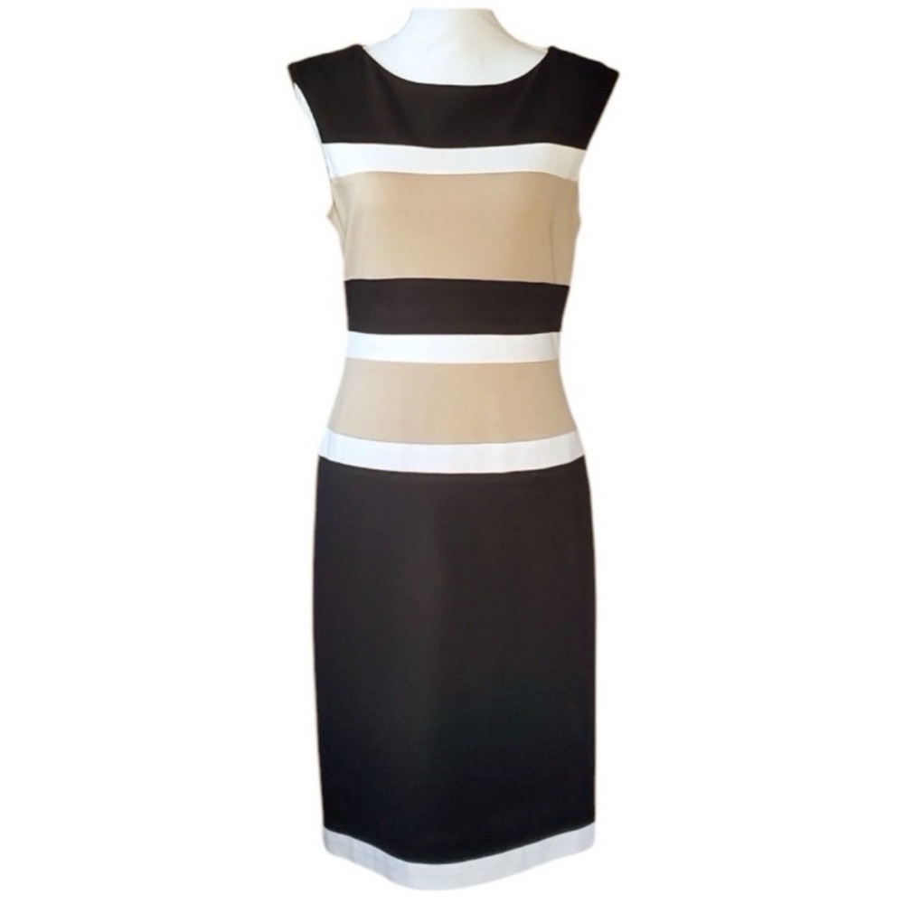 WHBM Sheath Dress Color Striped Block Sleeveless Work Corporate Office Womens 12